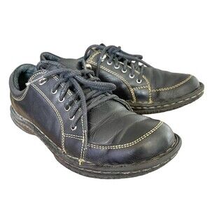 Born Womens Shoes Oxfords Black Leather Loafer Lace Up Comfort Flat Y2K